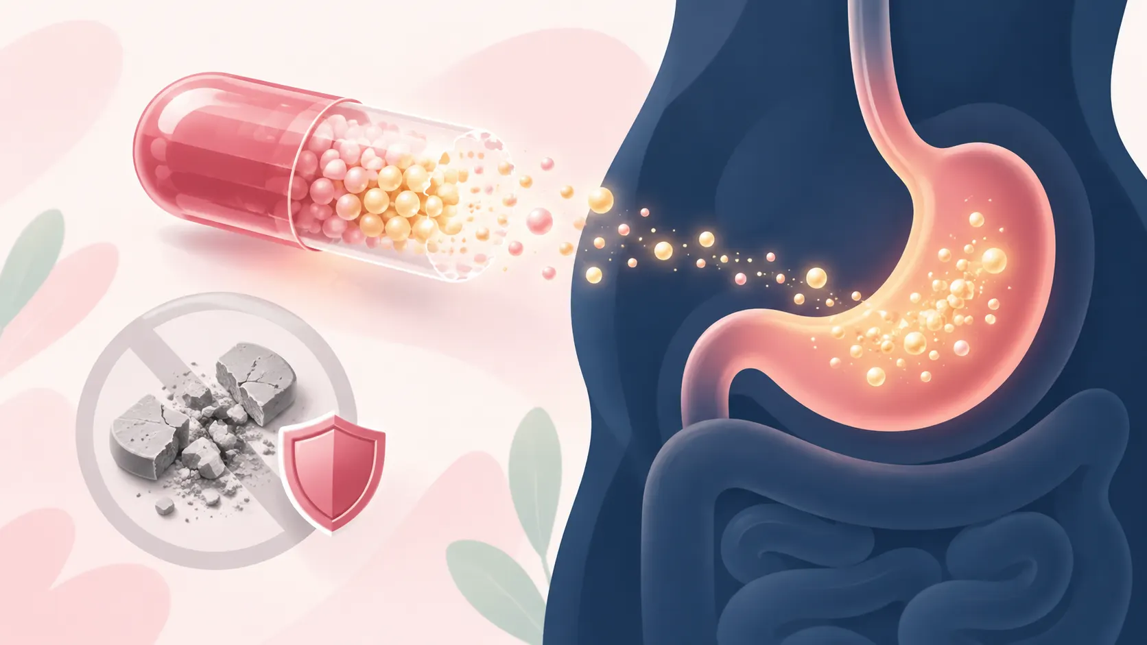 Illustration of a capsule dissolving into light particles representing resistance to non-oral misuse of Vyvanse