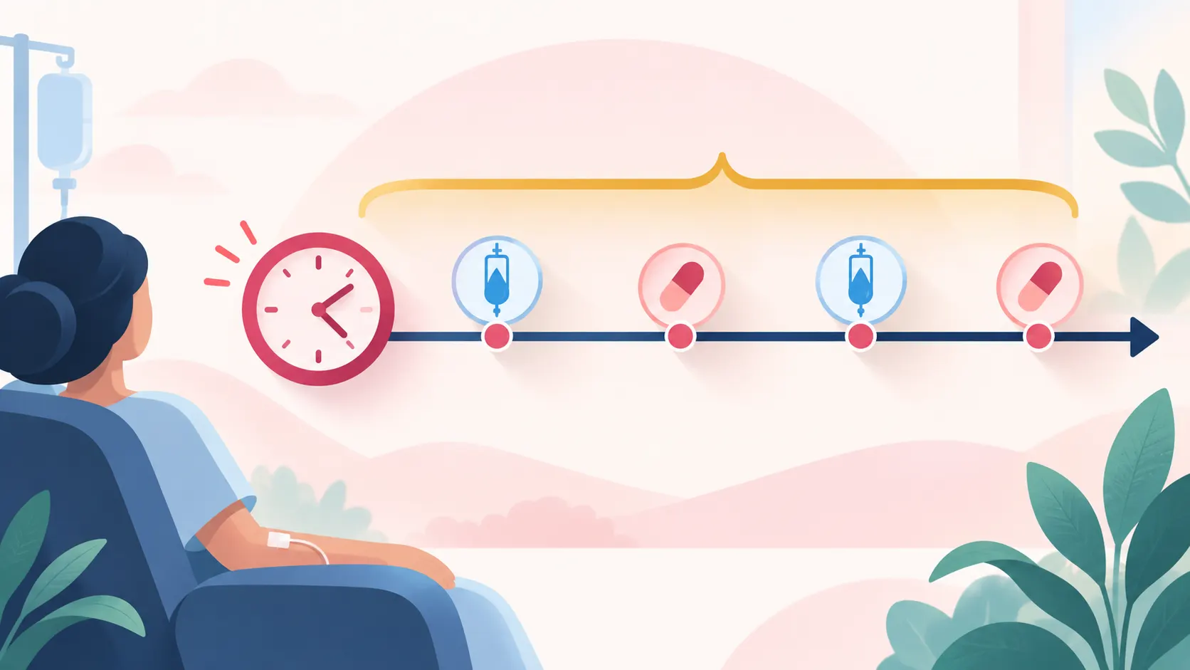 Timeline of mesna dose timing around an ifosfamide dose