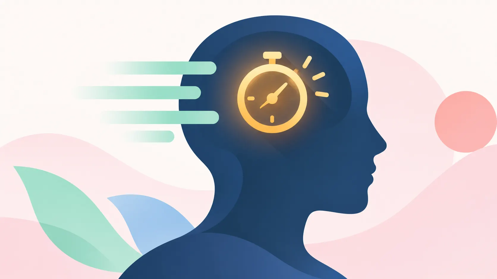 Head silhouette with a stopwatch icon representing the Trintellix processing speed claim