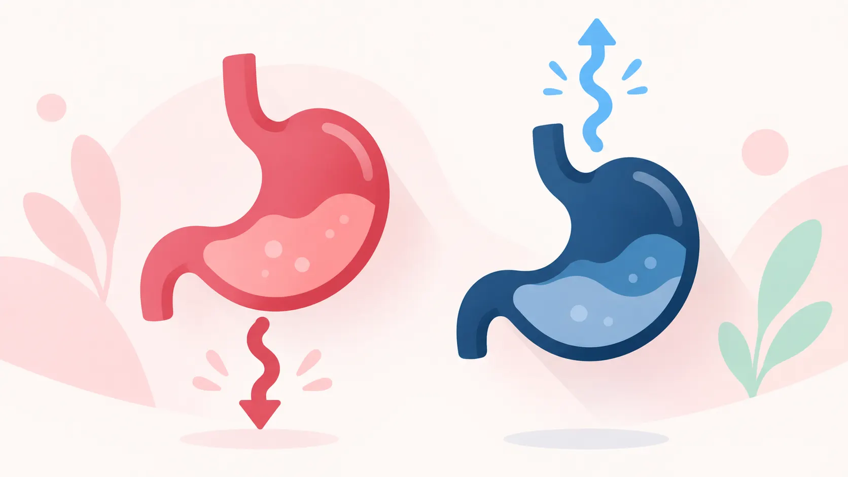 Stomach icons showing different gastrointestinal effects of Viibryd and Trintellix